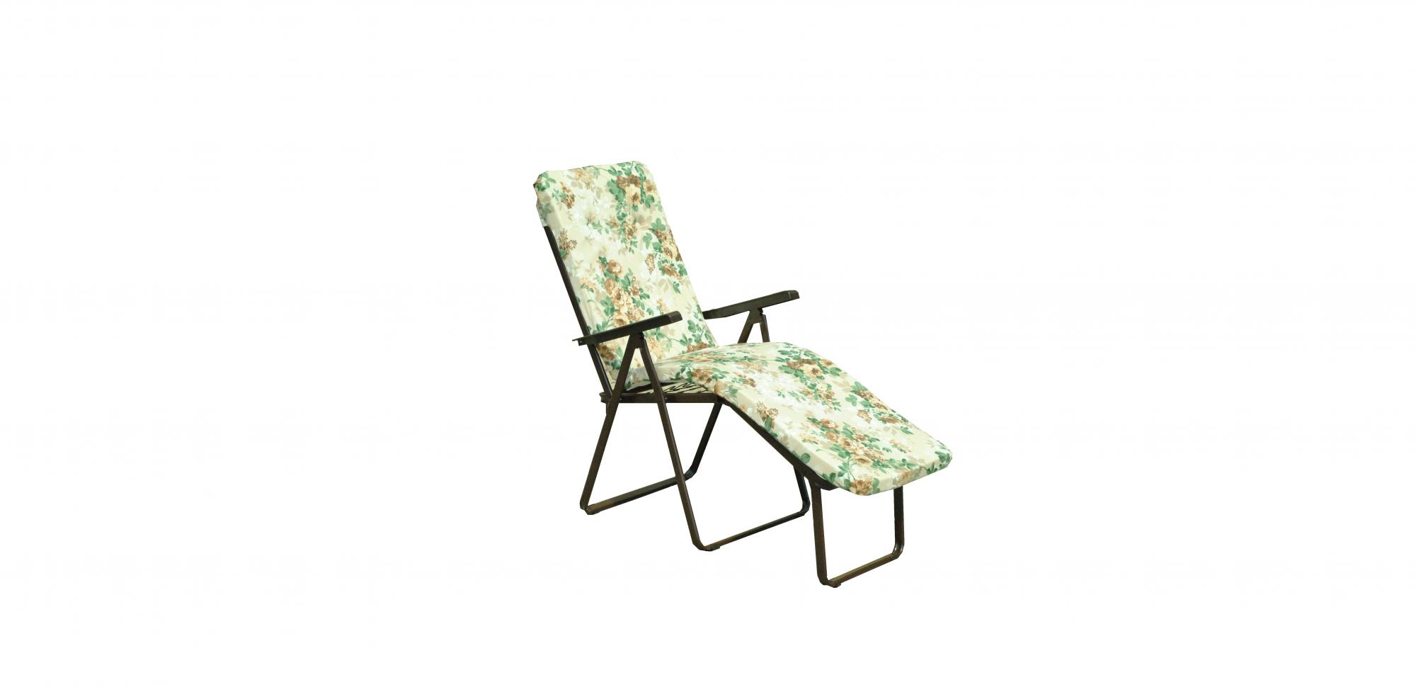 Кресло-шезлонг Alberto-2, каркас зеленый, ткань зелено-белая полоска